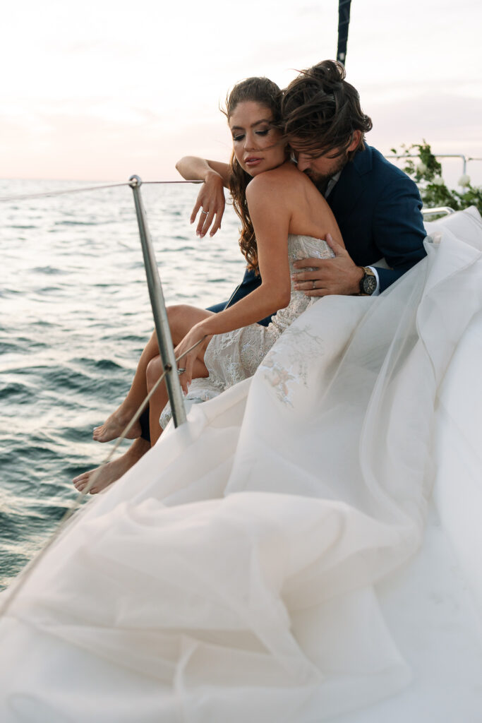 Couple's private elopement on a sailboat